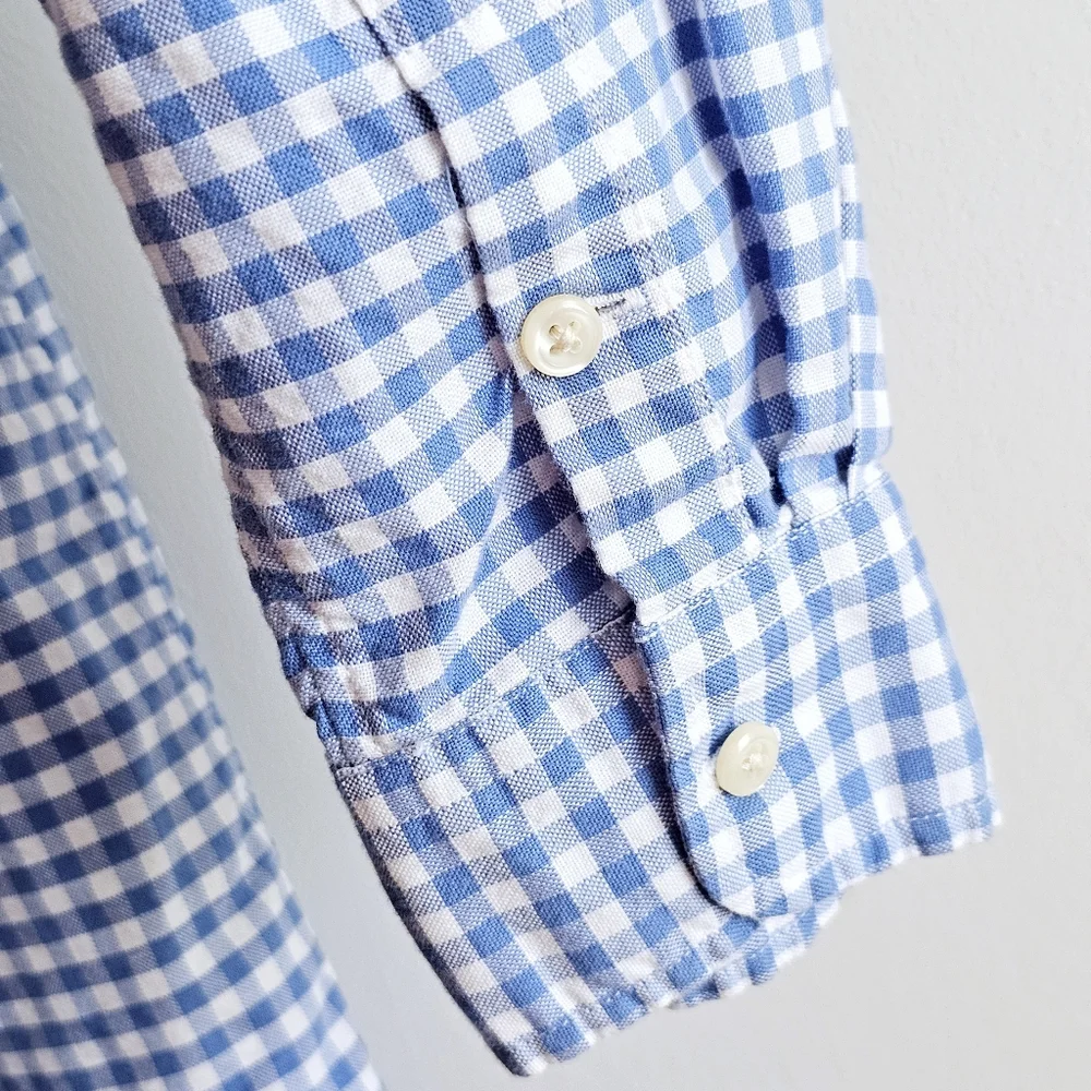 Ralph Lauren Preppy 100% Cotton Blue Gingham Button-Down Shirt, Boys XL (18–20)